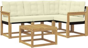 vidaXL Σειρά Καναπέ Εξωτερικού με μαξιλάρι 5 pcs Λευκό και Κρεμ