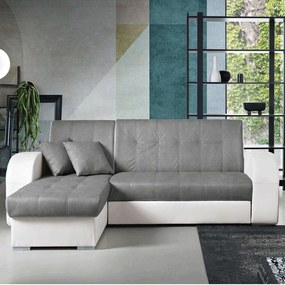 Καναπές-Κρεβάτι Γωνιακός Με Αναστρέψιμη Γωνία George 248x160x86cm White-Grey Capodarte