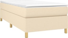 vidaXL Κρεβάτι Boxspring με Στρώμα Κρεμ 90x190 εκ.Υφασμάτινο