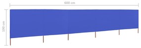 vidaXL Προστατευτικό Αέρα με 5 Πάνελ Αζούρ Μπλε 600x160 εκ. Υφασμάτινο