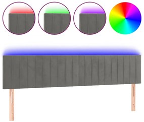 vidaXL Κεφαλάρι Κρεβατιού LED Ανοιχτό Γκρι 180x5x78/88 εκ. Βελούδινο
