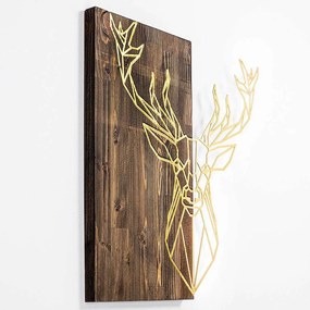 Διακοσμητικό Τοίχου Deer 899SKL2242 56x58cm Walnut-Gold Wallity Μέταλλο,Ξύλο