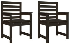 Καρέκλες Κήπου 2 τεμ. Μαύρο 60x48x91 εκ. Μασίφ Ξύλο Πεύκου - Μαύρο