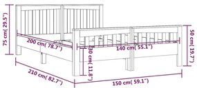 Πλαίσιο Κρεβατιού 140 x 200 εκ. από Μασίφ Ξύλο Teak - Καφέ