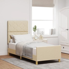 vidaXL Σκελετός Κρεβατιού με κεφαλάρι Κρεμ 80 x 200 cm ύφασμα
