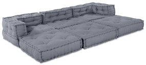 vidaXL 3 Θέσεων Modular Pouffe Καναπές Μετατρεπόμενος Γκρι