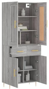 vidaXL Ντουλάπι Γκρι Sonoma 69,5 x 34 x 180 εκ. Επεξεργασμένο Ξύλο