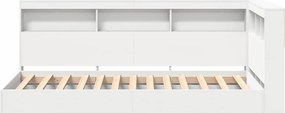 vidaXL Κρεβάτι Βιβλιοθήκης Λευκό 90 x 190 cm Επεξεργασμένο ξύλο