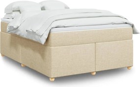 vidaXL Κρεβάτι Boxspring με Στρώμα Κρεμ 140x200 εκ. Υφασμάτινο
