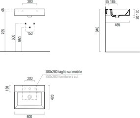 GSI Kube-X 9431 60x47 - Επιτραπέζιος νιπτήρας
