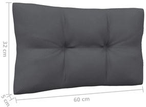 vidaXL Καναπές Κήπου Τετραθέσιος από Μασίφ Ξύλο Πεύκου με Ανθρακί Μαξιλάρια