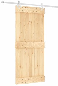 vidaXL Συρόμενη Μεσόπορτα με Μηχανισμό 90 x 210 εκ. Μασίφ Ξύλο Πεύκου