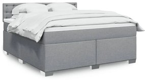 vidaXL Κρεβάτι Boxspring με Στρώμα Ανοιχτό Γκρι 180x200 εκ. Υφασμάτινο