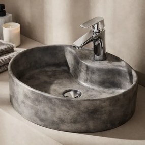 Tema Fontana Anthracite 52x42 - Επιτραπέζιος Νιπτήρας με Υφή Πέτρας