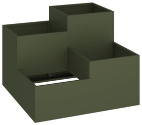 vidaXL Κηπουρική Γλάστρα 80x80x60 εκ. Πράσινος Ελαιόδεντρο Ατσάλι