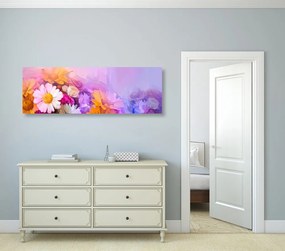 Εικόνα ελαιογραφία με λουλούδια με έντονα χρώματα - 120x40