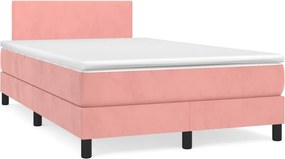 vidaXL Κρεβάτι Boxspring με Στρώμα Ροζ 120x200 εκ. Βελούδινο