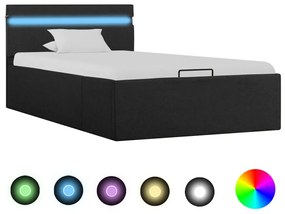 Πλαίσιο Κρεβατιού με Αποθ. Χώρο/LED Σκ. Γκρι 90x200 εκ. Ύφασμα - Γκρι