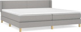 vidaXL Κρεβάτι Boxspring με Στρώμα Ανοιχτό Γκρι 200x200 εκ. Υφασμάτινο