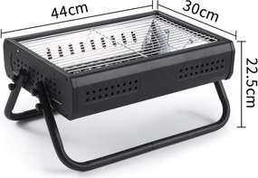Φορητή Μεταλλική Ψησταριά Κάρβουνου 44x30x22.5cm Αναδιπλούμενη