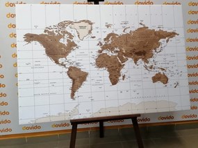 Εικόνα στο φελλό του πανέμορφου vintage παγκόσμιου χάρτη με λευκό φόντο - 120x80  smiley