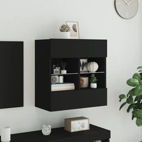vidaXL Έπιπλο Τοίχου Τηλεόρασης με LED Μαύρο 58,5x30x60,5 εκ.