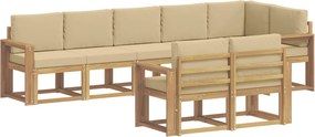 vidaXL Σειρά Καναπέ Εξωτερικού 8 pcs Λευκό και Μπεζ Πολυεστέρας