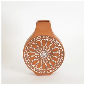 Βάζο Κεραμικό Τερακότα & Άσπρο 16.1x7x23.8cm 752-20228 Estheti-752-20228-Καφέ 752-20228