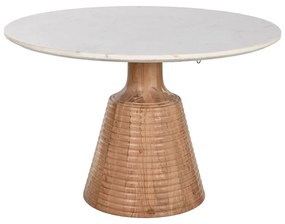 Τραπεζαρία Home ESPRIT Λευκό Φυσικό Μάρμαρο ξύλο ακακίας 115 x 115 x 76 cm