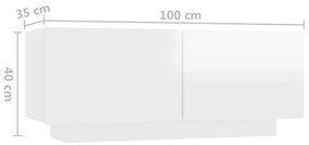 Κομοδίνο Γυαλιστερό Λευκό 100 x 35 x 40 εκ. από Μοριοσανίδα - Λευκό