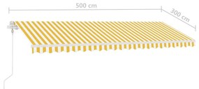Τέντα Αυτόματη Ανεξάρτητη Κίτρινο/Λευκό 500x300 εκ. - Κίτρινο