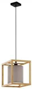 Φωτιστικό Οροφής Granados 390107 30x30x150cm 1xE27 25W Brown-Cappuccino Eglo Steel,Fabric,Wood