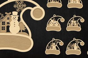 Σετ των 3 Intra απο ξύλο plywood 3mm-4mm πάχος Χριστουγεννιάτικο καπέλο στολίδι Δέσμη Κοπή Δίασταση 8x8 cm INTRAFABR-109013193