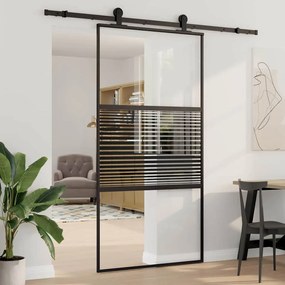 vidaXL Συρόμενη Πόρτα Μαύρο 102.5 x 205 cm Tempered γυαλί, Αλουμίνιο