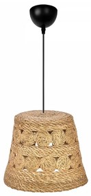GloboStar® PANIER 204-0171 Boho Κρεμαστό Φωτιστικό Καμπάνα Μονόφωτο 1 x E27 IP20 Μπεζ Σχοινί - Μ32 x Π32 x Υ30cm