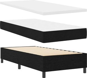 vidaXL LED Κρεβάτι με βάθρο με κεφαλάρι Μαύρο 100 x 200 cm ύφασμα