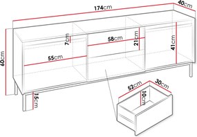 Έπιπλο τηλεόρασης Mizo-Leuko - 174.00Χ40.00Χ60.00cm
