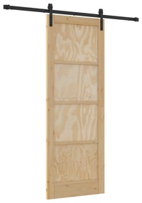 vidaXL Συρόμενη Πόρτα με Σετ Εξαρτημάτων 78x211 cm Στερεό Ξύλο Πεύκου