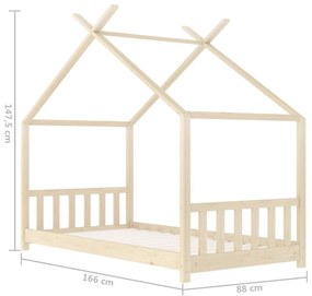 Πλαίσιο Κρεβατιού Παιδικό 80 x 160 εκ. Μασίφ Ξύλο Πεύκου - Καφέ
