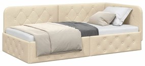 vidaXL Κρεβάτι Γωνίας Κρεμ 90 x 190 cm ύφασμα