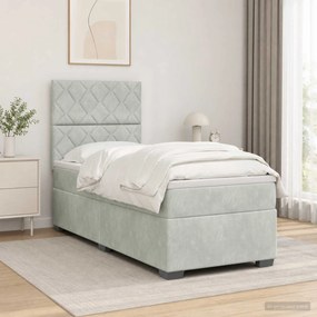 vidaXL Κρεβάτι box spring με στρώμα Ανοιχτό γκρι 80 x 200 cm Βελούδο