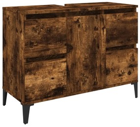 Ντουλάπι Νιπτήρα Καπνιστή Δρυς 80x33x60 εκ. Επεξεργ. Ξύλο - Καφέ