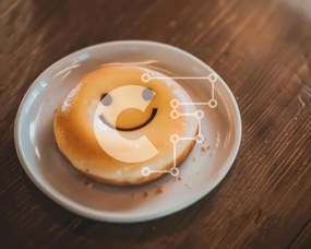 Σετ των 2 Intra Συλλεκτικό Ξύλινο Παζλ Plywood  4mm - Ντόνατ με χαμογελαστό πρόσωπο σε λευκό πιάτο Σε Ξύλινο Κουτί - Διαστάσεις: 10x10 cm – 25 κομμάτια