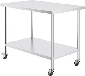 VEVOR Stainless Steel Work Table Commercial Prep Table 30x48 Inch With 4 Casters