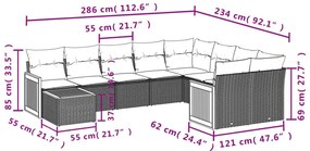 Σετ Καναπέ Κήπου 10 τεμ. Μπεζ Συνθετικό Ρατάν με Μαξιλάρια - Μπεζ