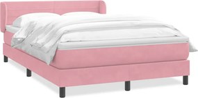 vidaXL Box Spring κρεβάτι με στρώμα ροζ 140x220 cm Βελούδινο