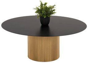 COFFEE TABLE CLAD  METAL IN GOLD &amp; BLACK TOP Φ80x32H cm.