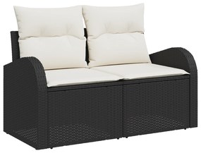 vidaXL 10 Τεμαχίων Σετ Καναπέ Κήπου με Μαξιλάρες Μαύρο Πολυ Ρατάν Ακακίας