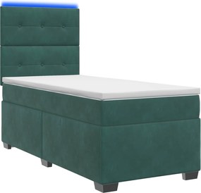 vidaXL Κρεβάτι box spring με στρώμα Σκούρο Πράσινο 100 x 200 cm