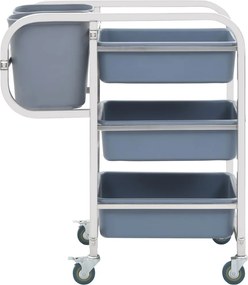 vidaXL Καρότσι Κουζίνας 82 x 43,5 x 93 εκ. με Πλαστικά Δοχεία